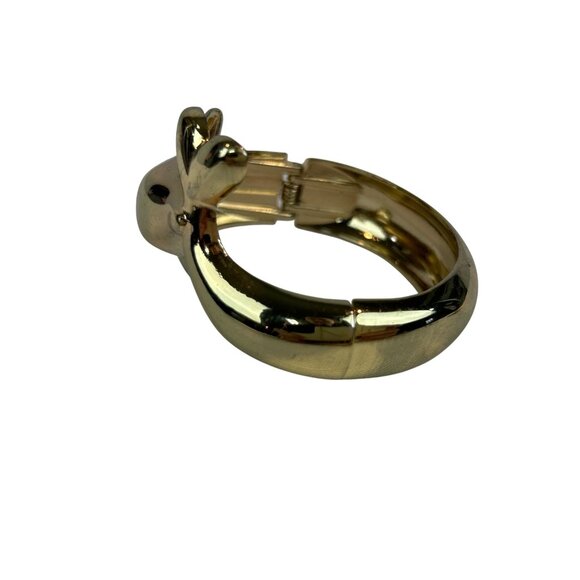 Vintage Dolphin Gold-Tone Bracelet Hinged Bangle 80s 90s Coastal - Picture 3 of 10